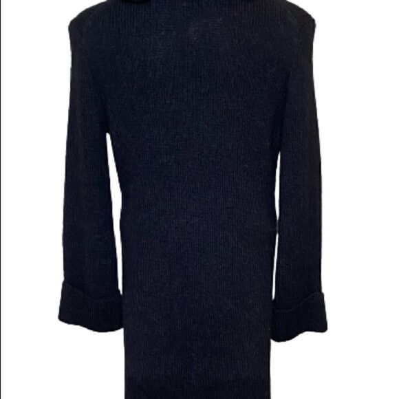 Soft Surroundings black alpaca blend rosette cardigan sweater size M - Picture 5 of 16